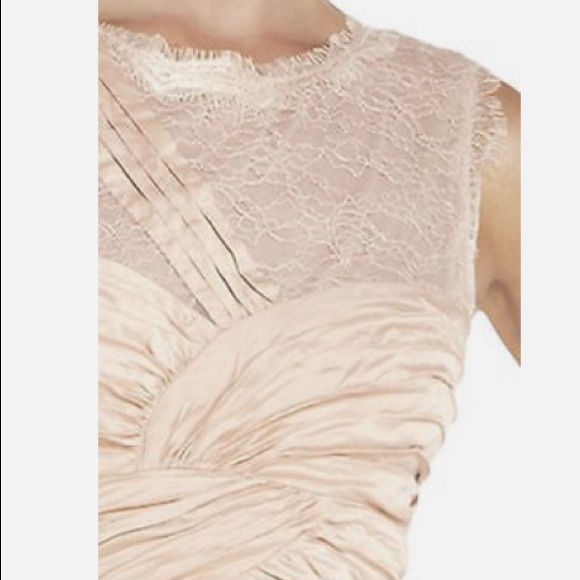 NWT Bcbgmaxazria geo formal gown blush pink color sz 8 lace taffeta fit + flare - Picture 3 of 15